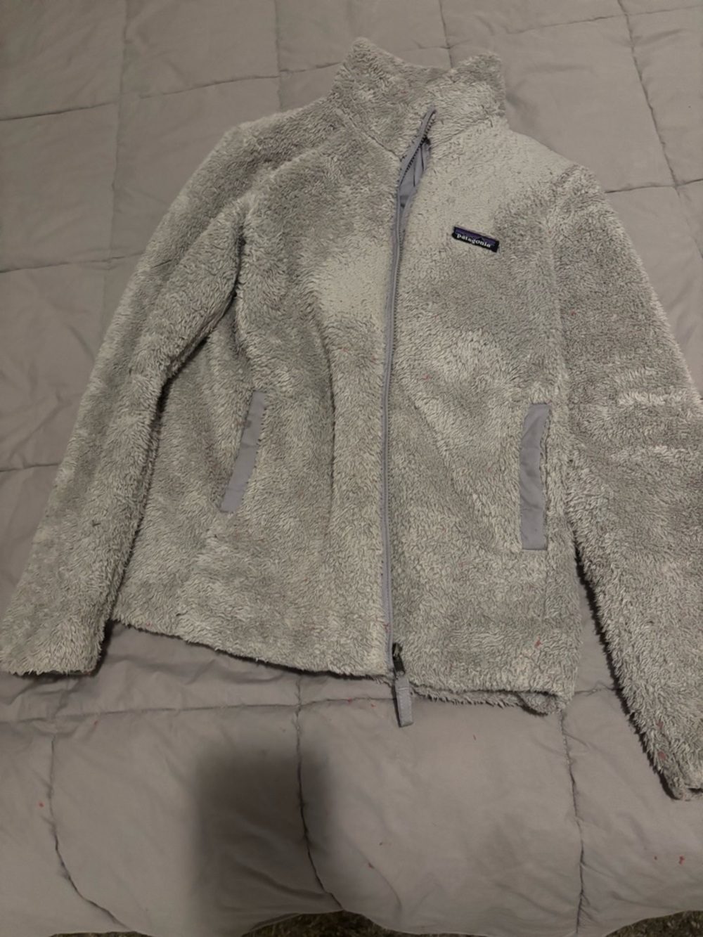 Patagonia Light Gray Plush Full-Zip Fleece Jacket